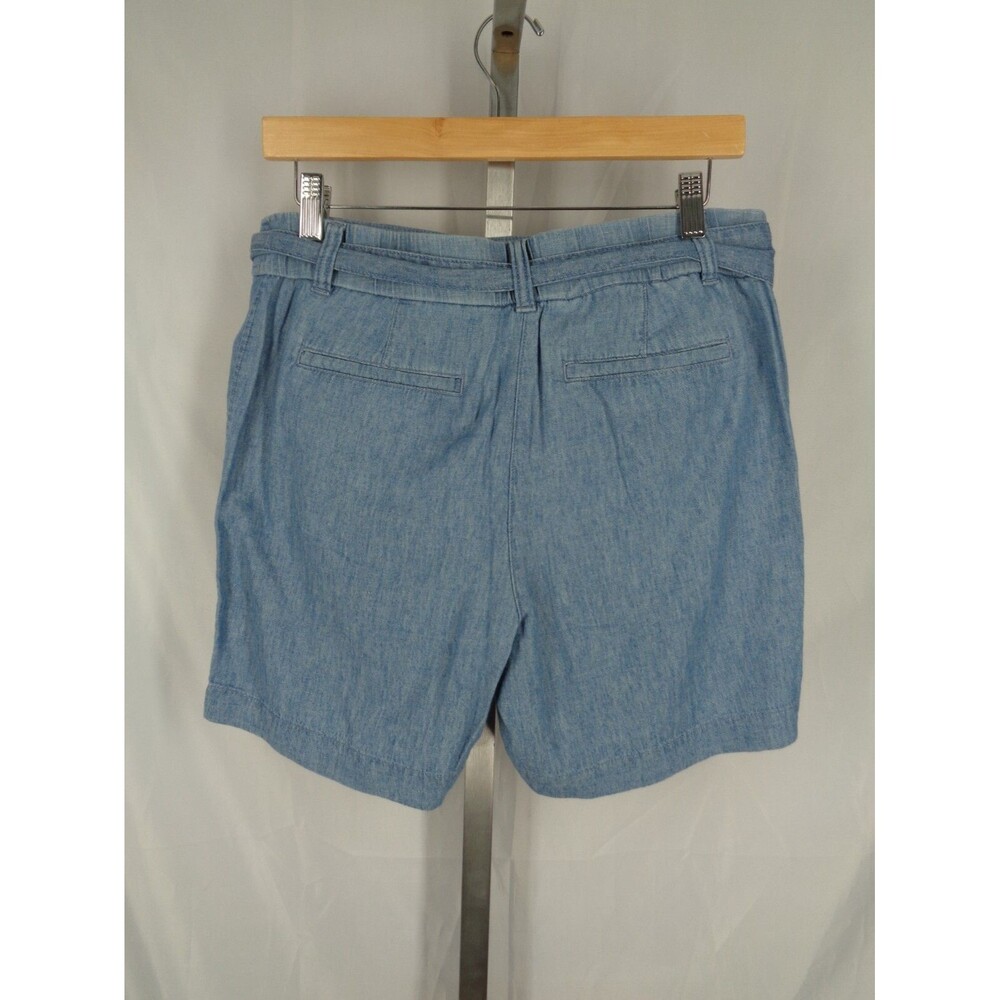 Talbots Chambray Linen Cotton Blend Belted Shorts Size 6 New - Picture 2 of 6